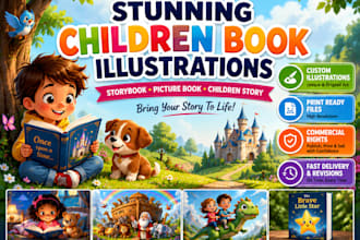 create stunning children book illustrations, storybook and picture book art