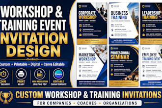 professional training event invitation design workshop invitation canva template