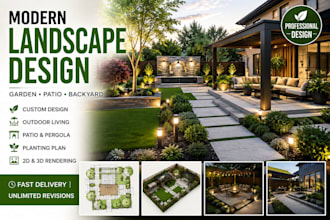 design modern garden landscape, backyard, patio and outdoor