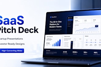 design saas pitch deck, tech startup deck and software presentation design