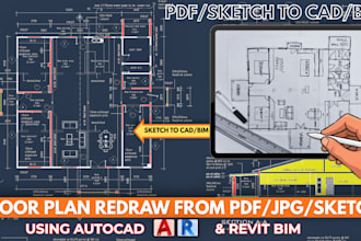 convert PDF, image, or sketch to autocad and revit 2d plan