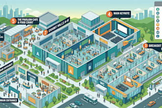 create venue map, conference map, event guild map, site map and illustrated map