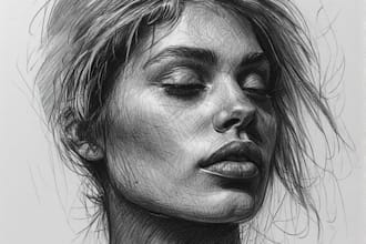 sketch a custom charcoal drawing, pencil portrait from photo