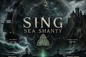sing sea shanty, ethereal vocals, irish celtic, medieval fantasy, tech house