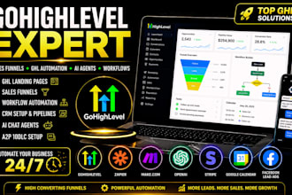 gohighlevel automation, sales funnels, landing pages and workflow specialist
