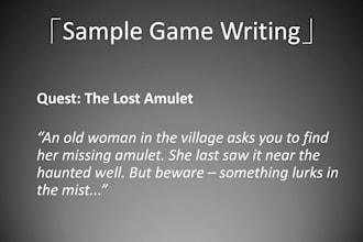 write game quests, dialogues, or item descriptions