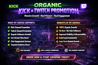 grow your kick and twitch channel with real active viewers and chatters