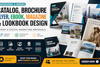 design product catalog, brochure, real estate flyer, ebook, magazine or lookbook