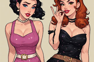 draw a pin up girl and pin up girl