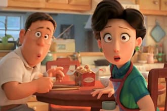 3d ai pixar character animation, ai pixar character, cartoon for kids