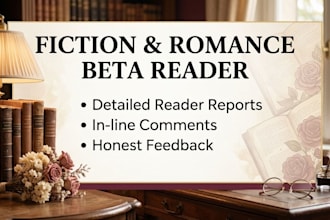 be your analytical beta reader for fiction and romance books