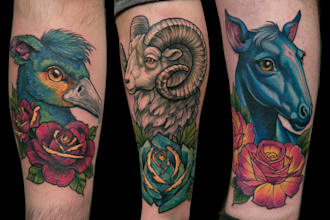 design a bold custom color tattoo artwork