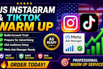 warm up US instagram, US tiktok, instagram USA, tiktok USA, ads manager