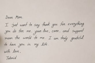 write handwrite aesthetic letters,notes, and invitations