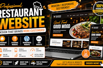 design restaurant website, catering website, wordpress or wix website