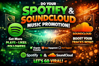 do your spotify music promotion soundcloud music track promotion