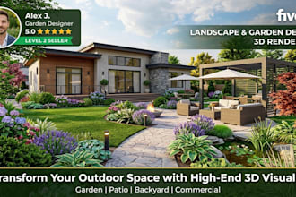 create garden or landscape 3d rendering