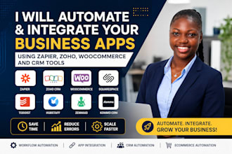 automate, integrate your business apps using zapier, zoho, woocommerce, CRM tool
