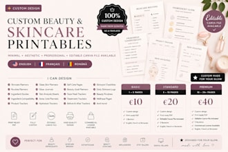 design custom beauty skincare printables and canva templates