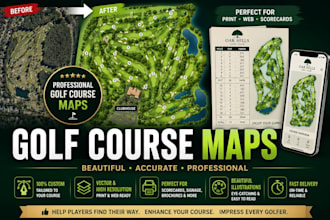 design golf course maps, disc golf maps for print, web and scorecards