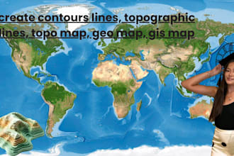 create contours lines, topographic lines, topo map, geo map, gis map