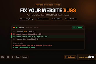 fix HTML CSS javascript react or nextjs bugs