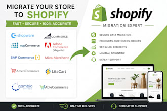 migrate shopware, bigcommerce, nopcommerce or magento store to shopify migration