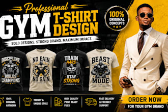 create professional gym t shirt artwork for fitness brands and apparel stores
