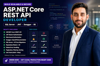 develop asp dotnet core web API with jwt auth and sql server backend