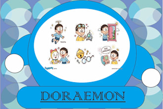 design high quality doraemon and kawaii doodle stickers