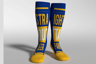 design realistic 3d socks mockup and photorealistic apparel product rendering