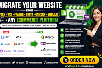 migrate etsy pory blocs wix framer softr  unicorn weblium to any ecommrce store