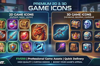 design high quality 2d and 3d game icon