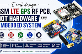 design GSM lte gps rf pcb, iot hardware and embedded system