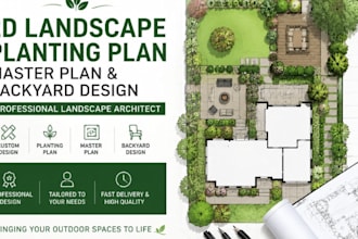 do 2d landscape planting plan master plan design as landscape architect