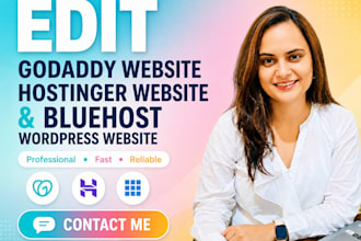 edit hostinger website, godaddy website, and bluehost website