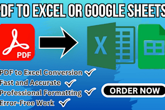convert PDF into excel, google sheets with clean formatting
