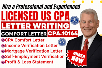 prepared US CPA letter comfort letter CPA mortgage letter financial statment