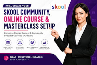 create masterclass online course content and skool community setup