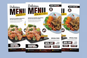 design restaurant poster, banner, redesign social media post, menu card