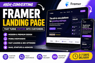design a modern framer saas landing page that converts visitors into customers