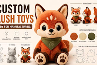 design custom plush toys ready for manufacturing