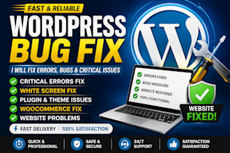 fix wordpress errors, bugs, and critical issues