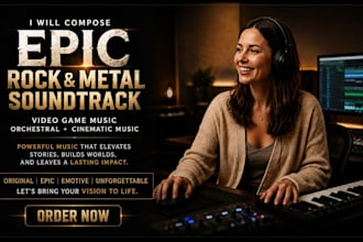 compose epic rock metal soundtrack, game music, orchestral and cinematic music