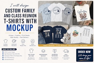 design custom family and class reunion t shirts with mockup