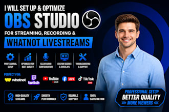 professionally setup obs studio for twitch youtube and kick