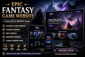 design and develop an epic fantasy game website