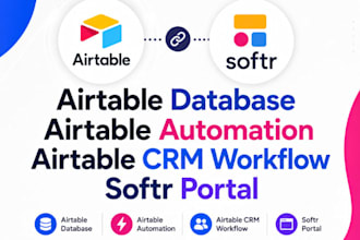 do airtable database, airtable automation softr website, airtable CRM workflow