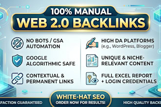 create high da manual web 2,0 backlinks for SEO google ranking