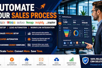 setup hubspot, zoho CRM, insightly, keap, odoo CRM and zapier automation
